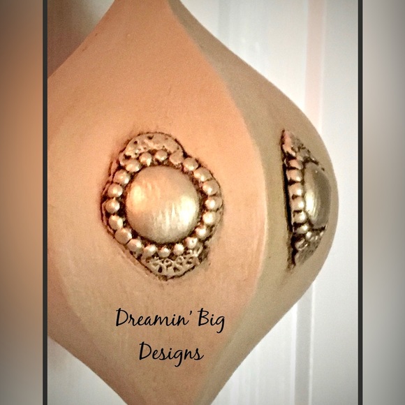 EMBELLISHED Hand Painted 6 Sided Paper Mache Dot Christmas Tree Ornament Art - Picture 4 of 6